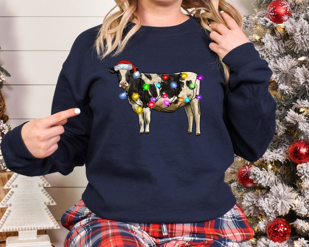 Christmas Sweatshirt,cute Cow Christmas Sweatshirt,2022 Merry Christmas