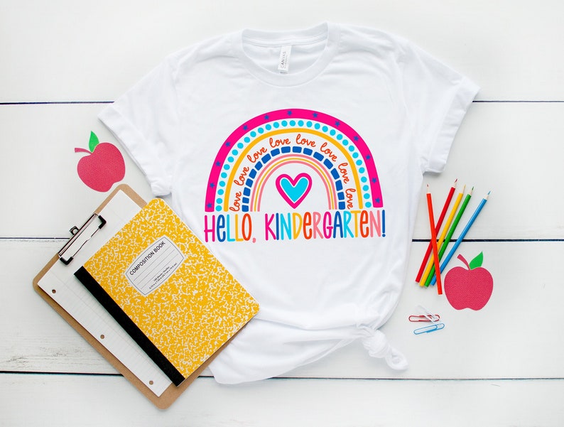 Hello Kindergarten Shirts,Teach Love Inspire Shirt,Back To School Shirt,First Grade Teacher Tee,Teacher Appreciation Tee,1st day of school 