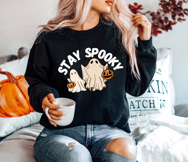 Stay Spooky Sweatshirt, Halloween Sweatshirt, Halloween Gift Hoodie, Womens Halloween Sweatshirt, Spooky Season Shirt, Ghost Halloween image 5