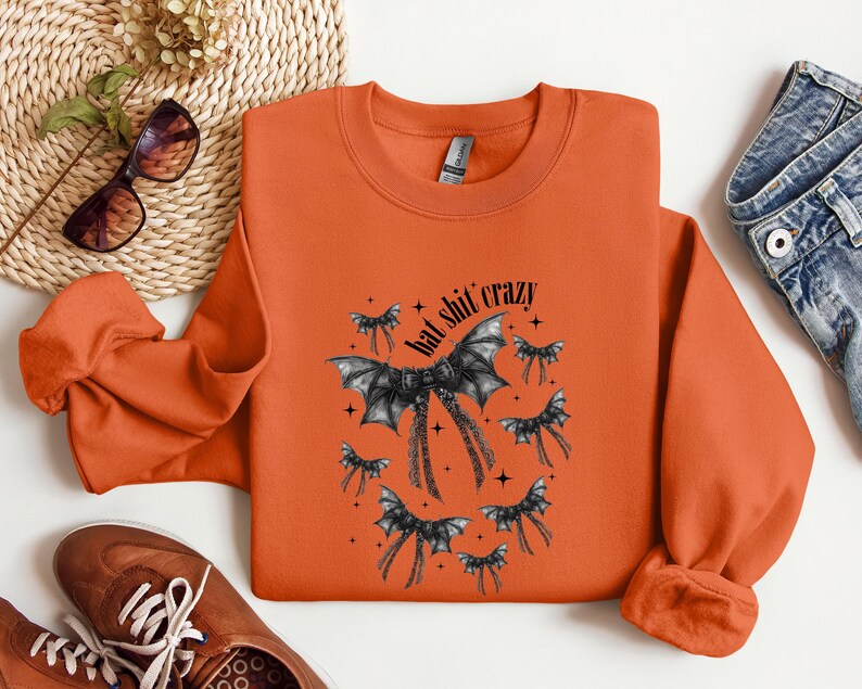 Cute Halloween Bat Shirt, Womens Halloween T-Shirt, Aesthetic Sweatshirt, HalloweenSkull Shirt, Fall Graphic Tee, Spooky Season image 1