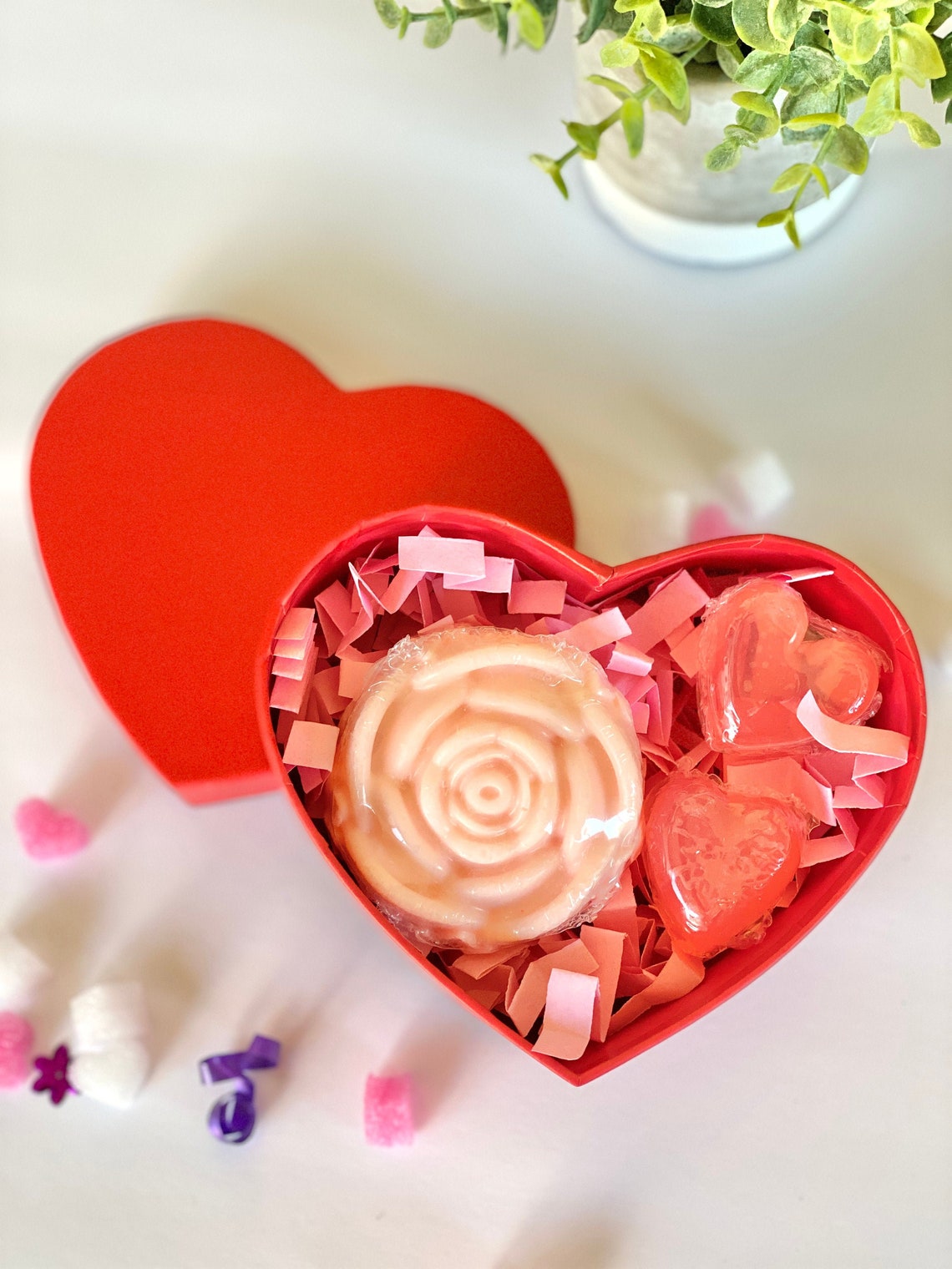 Heart Rose Soap Gift Box Valentine Gift Set Bridesmaid Soap Etsy