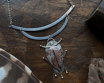 Handmade Coffee Jasper Necklace | Sterling Silver Jewelry | boho style