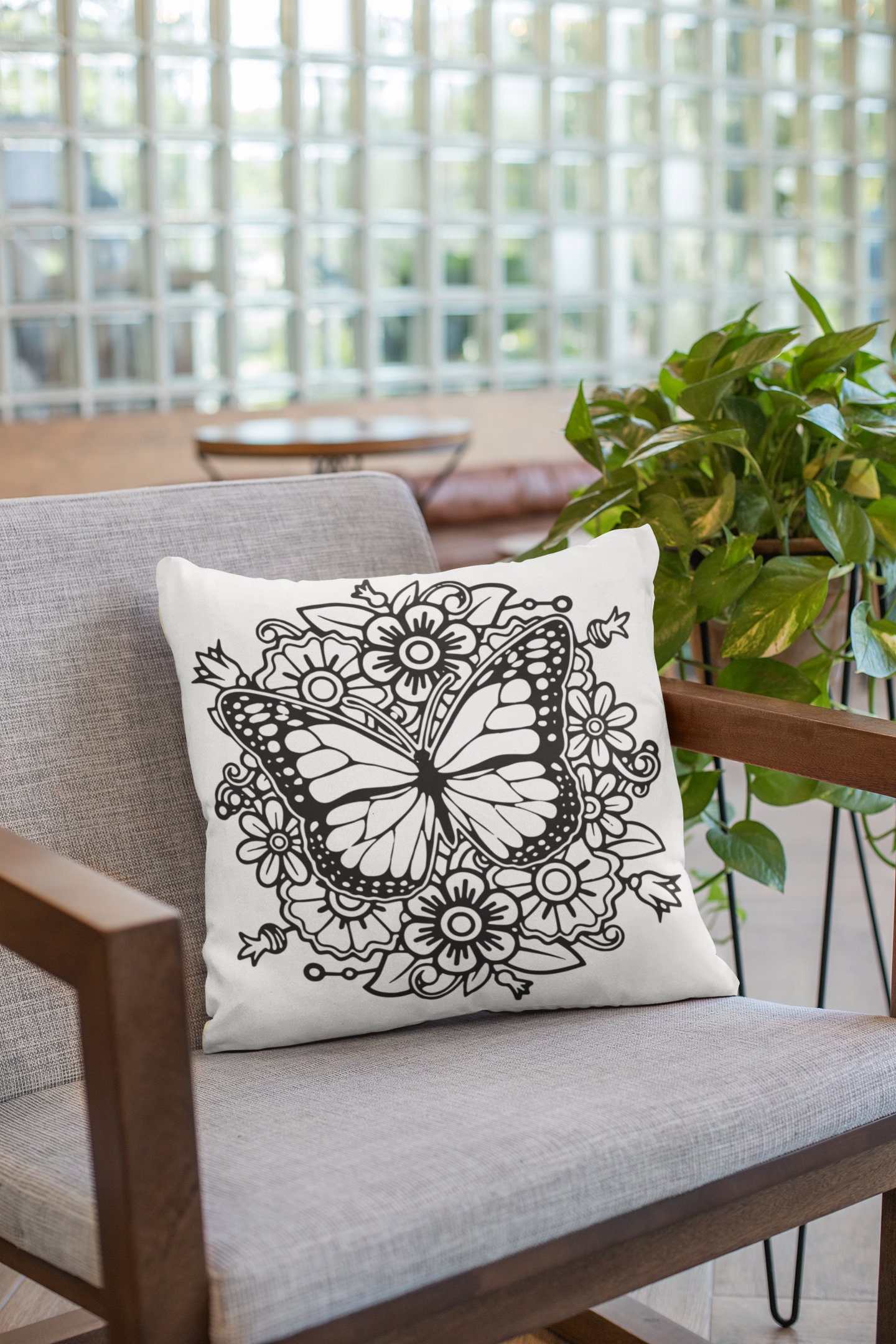 Decorative Cushion Cover Butterfly with surrounding flowers Etsy