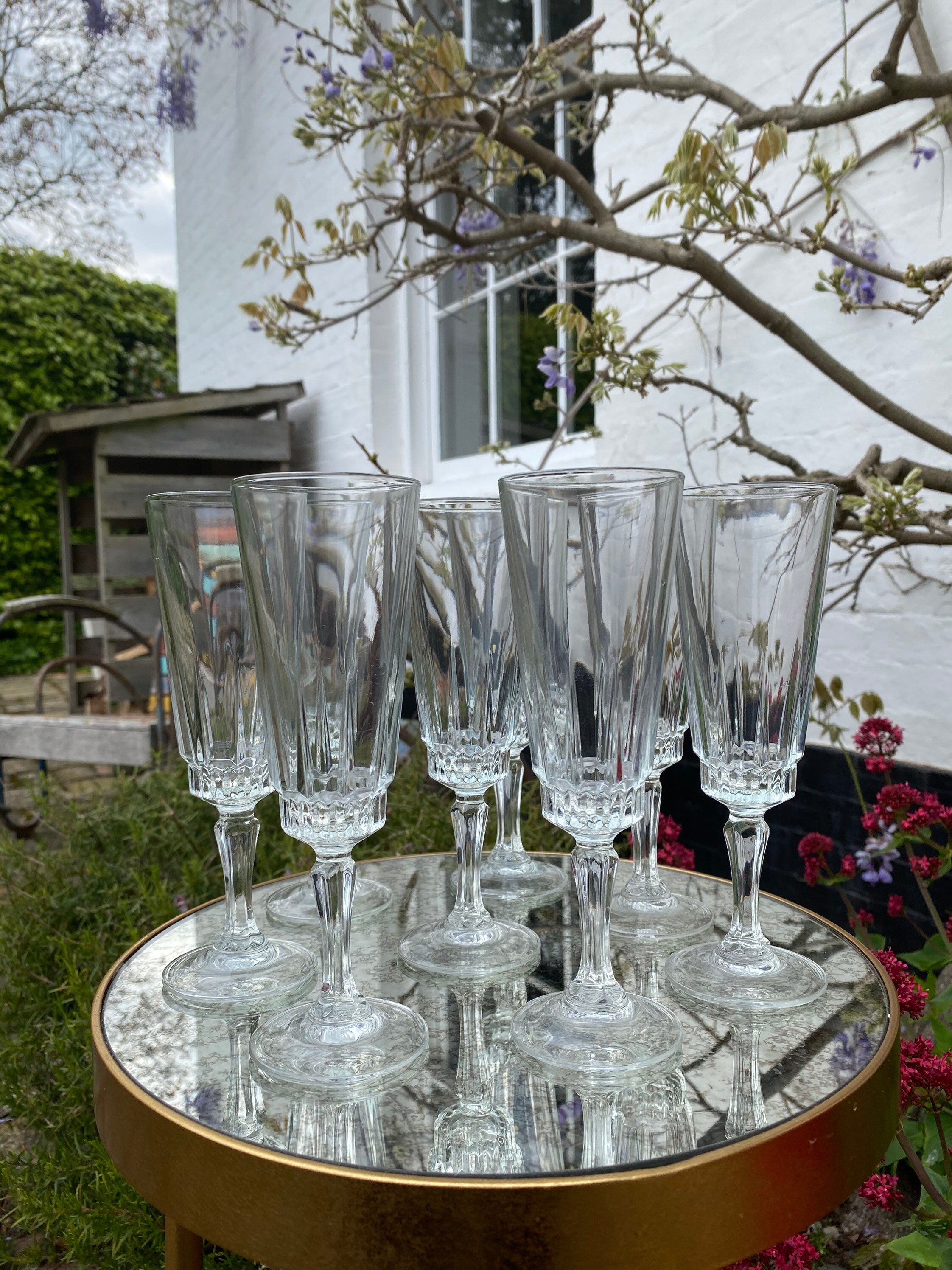 Set of 8 Vintage Champagne Flutes Etsy