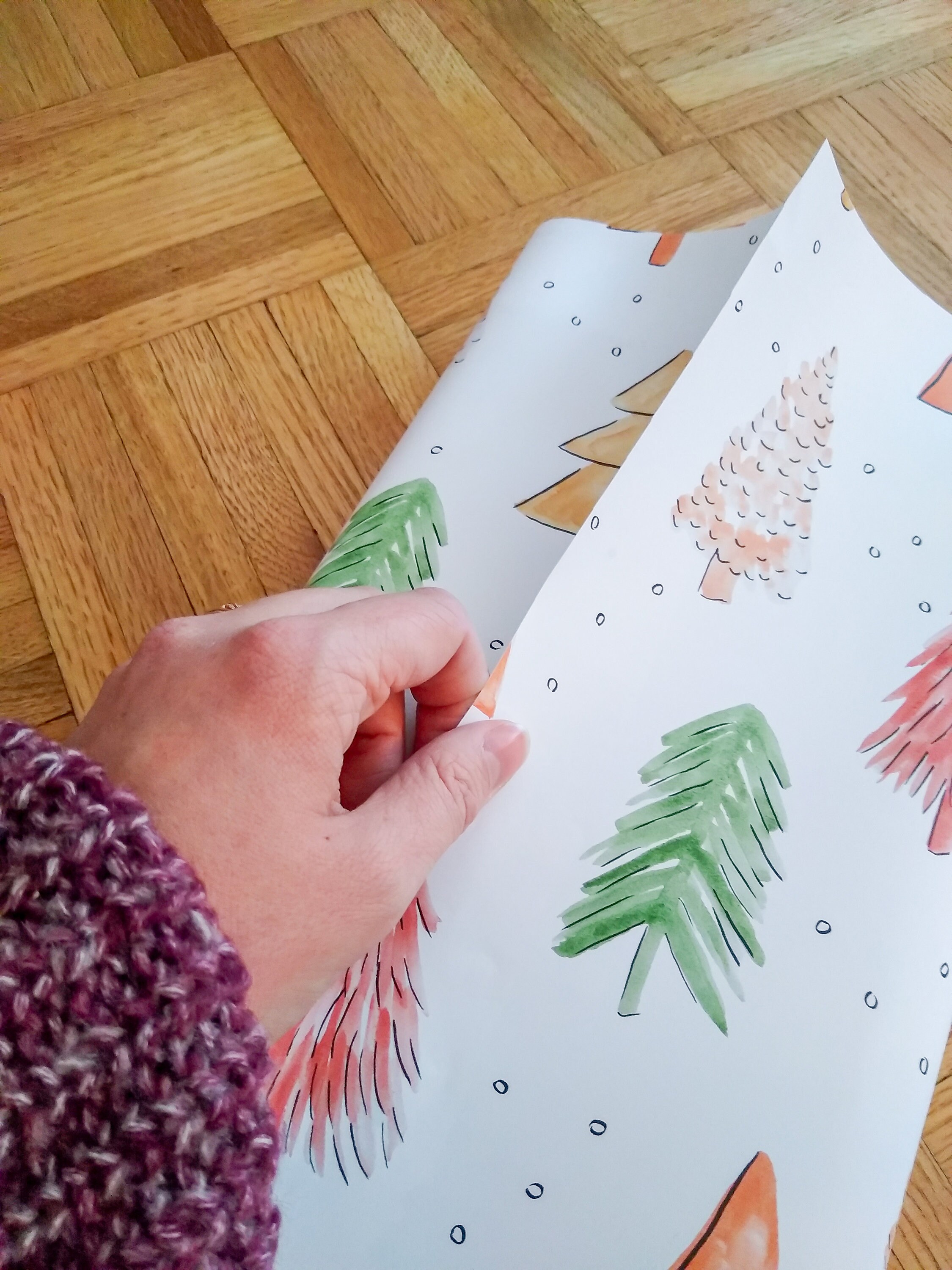 Watercolor Christmas Wrapping Paper set of 3 Sheets | Etsy