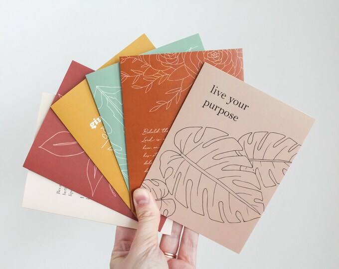 Botanical Line Drawing Art Greeting Card Set - Etsy
