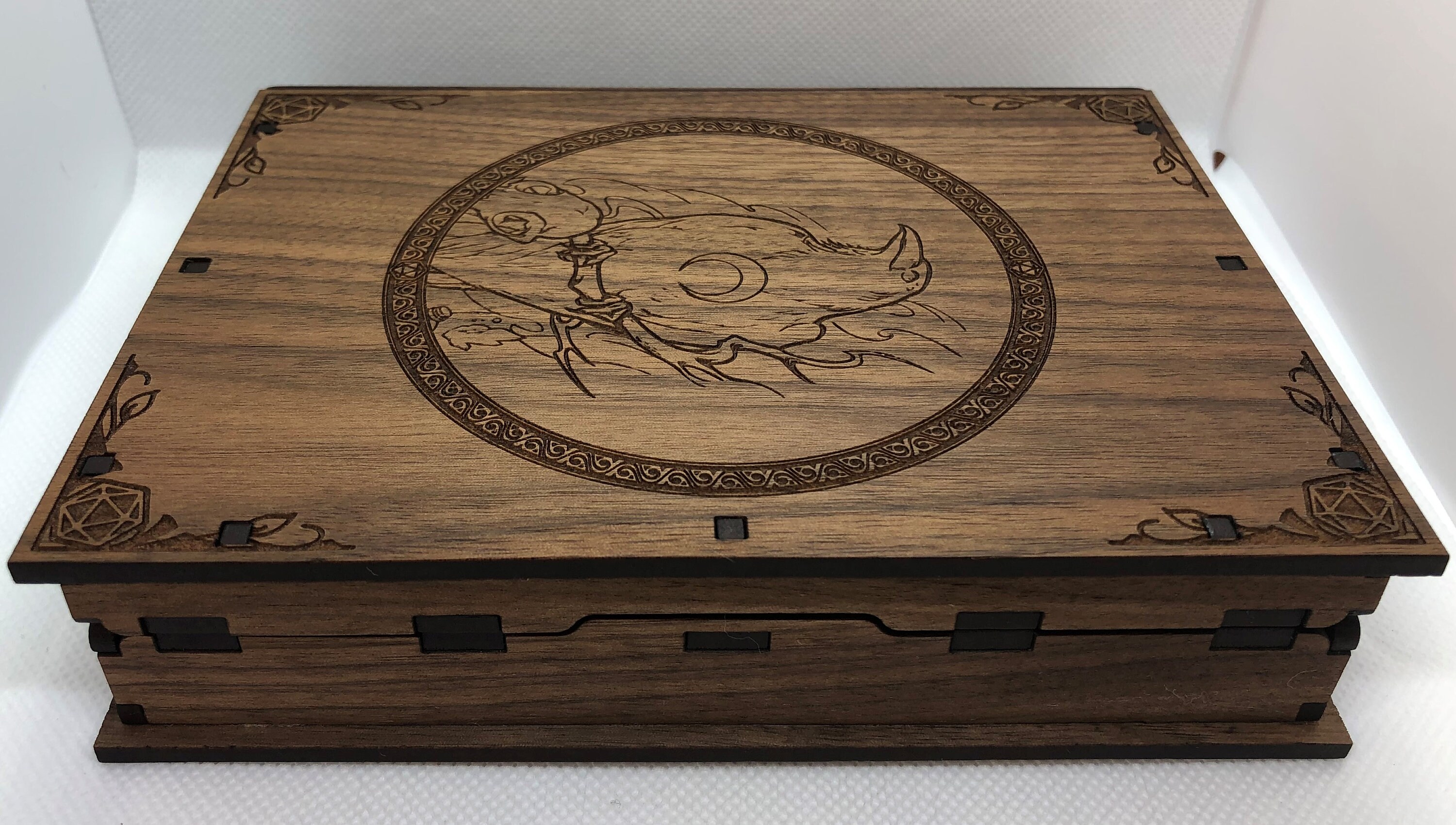 Engraved Dice Box Spell Book Box, Raven, Dice Box Wood, Dice Box Book