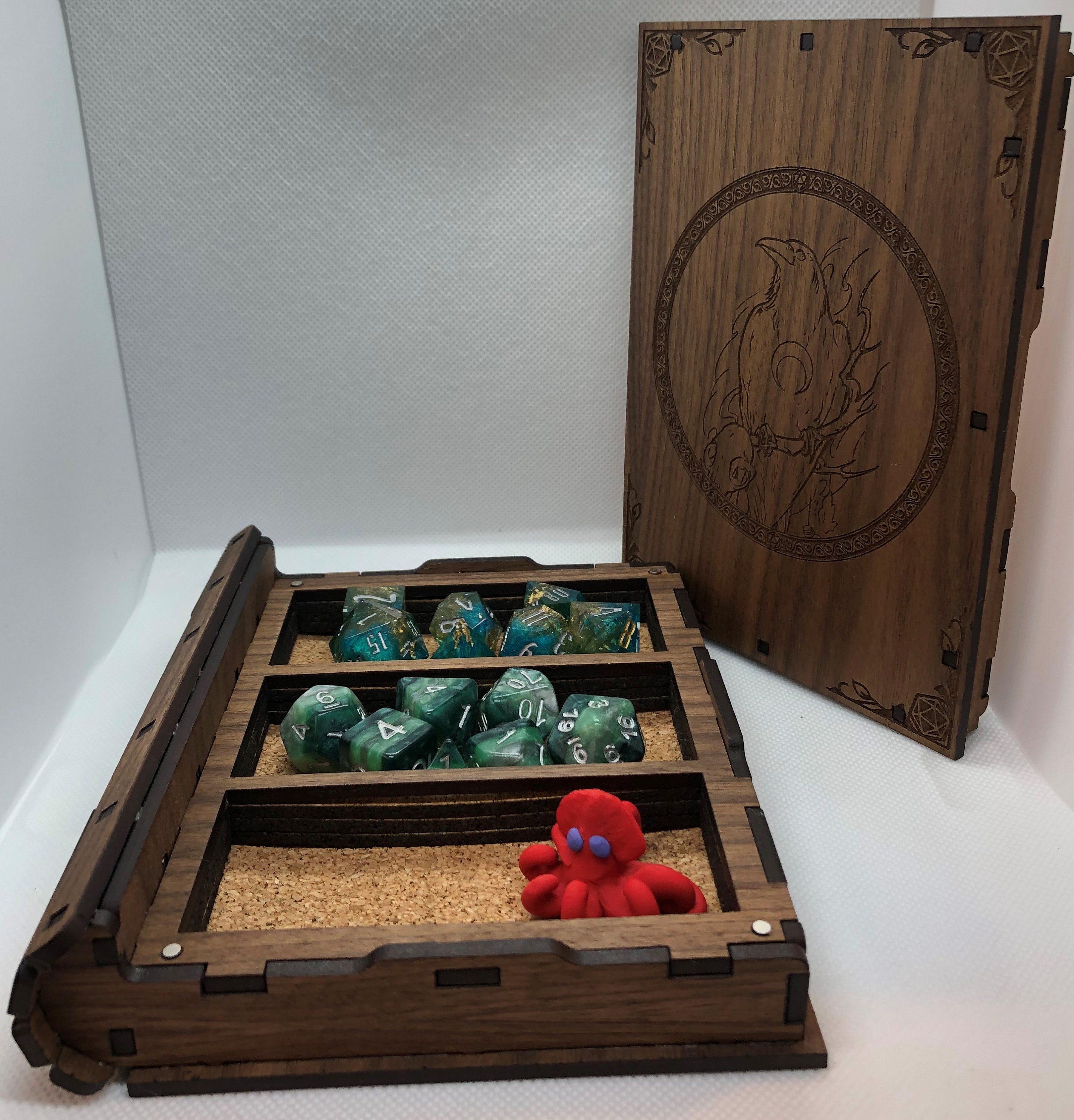 Engraved Dice Box Spell Book Box, Raven, Dice Box Wood, Dice Box Book
