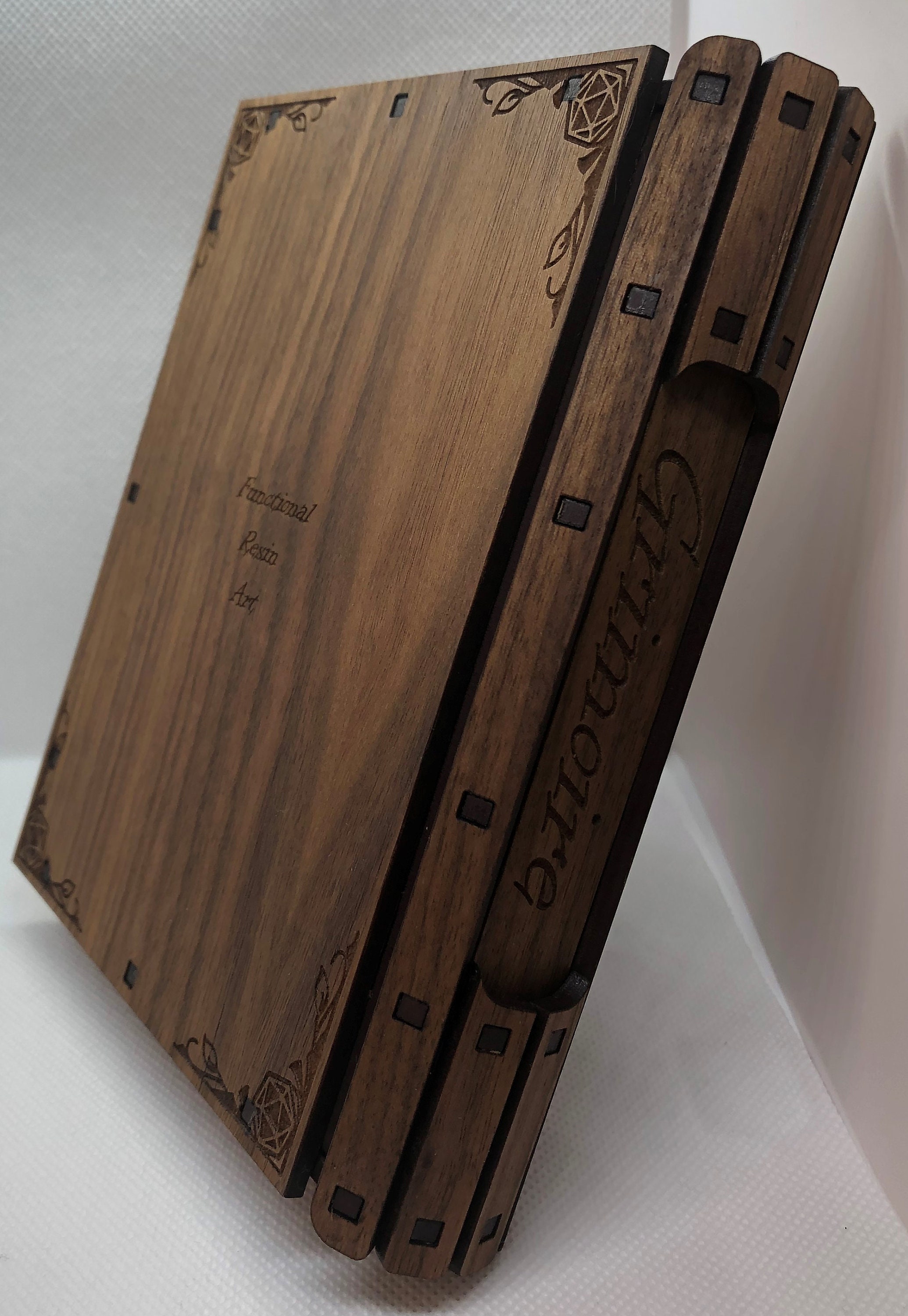 Engraved Dice Box Spell Book Box, Raven, Dice Box Wood, Dice Box Book