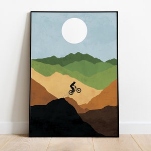 Mountain Bike Art Print, Biker Wall Decor