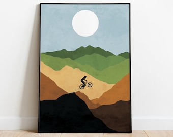 Mountain Bike Art Print, Biker Wall Decor