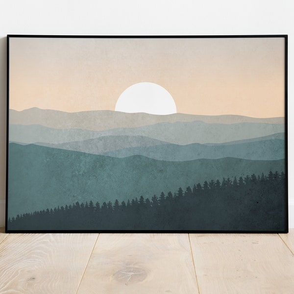 Landschaftsdruck | Druck mit Bergen | Sonnenaufgang Druck | Sonnenuntergang Druck | Berge Druck | Landschaft Kunst | Berge Kunst