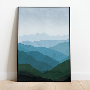 Blue Green Mountain Landscape Print | 290gsm Lustre Paper