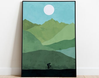 Mountainbike-affisch, MTB-väggkonst, mountainbike-tryck, mountainbike-present, cykelkonst, minimalistisk cykeldekor