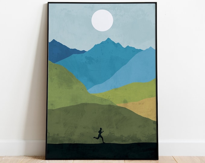 Mountain Runner Art Print | Minimalist Landscape Poster