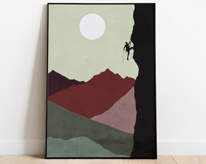 Klettern Druck | Klettergeschenke | Felsklettern Poster | Kletternde Kunst | Bergsteiger Geschenk | Kletter Dekor | Klettern | Wandkunst