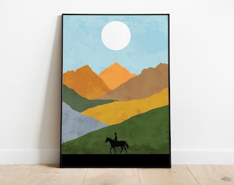 Equestrian Art Print | Horseback Riding Landscape Poster