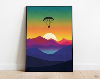 Paragliding print | Paragliding gifts  | Paragliding poster | Paragliding art | Paragliding gift | Paragliding art Paragliding Wall art