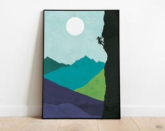 Rock Climbing Art Print | Modern Climber Gift