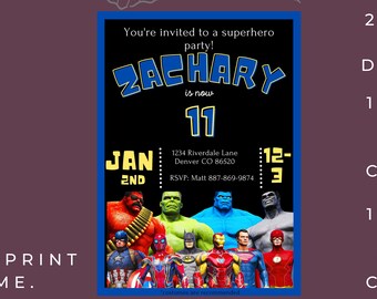 Avengers Invitation, Avengers Birthday, Avengers Instant Download Invitation, Superhero Invitation, Superhero Avengers Birthday Invitation