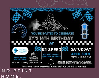 Go kart party invitation | go kart party | go kart invitation | karting party | go kart invite | racing invite | instant download | editable