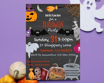 Halloween party invitation | halloween invitation | Halloween wedding invitation | Halloween baby shower invitation template For kids/adults