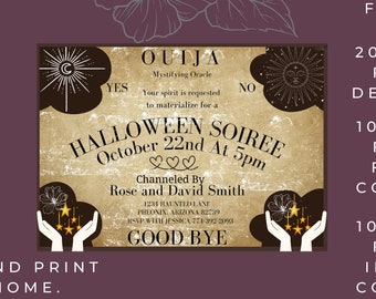 Ouija invitation | Ouija board | Spirit Birthday Invitation | Planchette | Halloween invitation template | spiritual birthday invitation