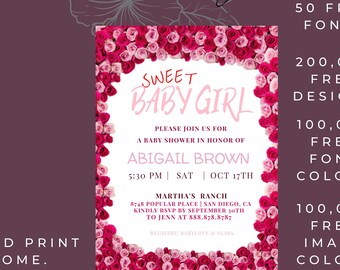 valentines day | valentines day gift | valentines | pink and red baby shower invitation | pink and red flowers | valentine