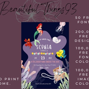 mystical mermaid invitation Birthday invitation | A little mermaid invitation | Instant download | editable template |