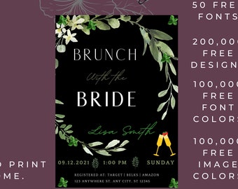 greenery invitation | baby shower invitation | greenery wedding invitation template | Greenery bridal shower invitation |
