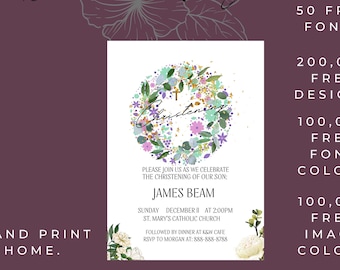 Invitation template for christening || baptism invitation baptism christening first communion