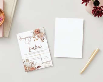 Boho Chic Wedding Invitation | Custom Floral Design | Printable Invite