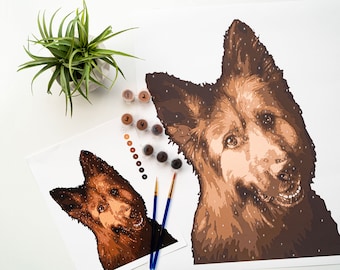 Gepersonaliseerde verf op nummer, schilderen op papier, kunstpakket voor volwassenen, doe-het-zelf-knutselwerk, doe-het-zelf-kunstpakket, huisdierportret, uniek huisdecor, creatieve cadeau-ideeën