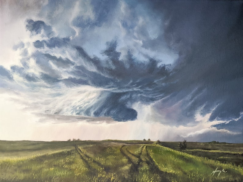 Supercell Thunderstorm Oklahoma Prairies Wall Art Thunderstorm Filed ...
