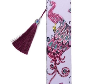 Pink Peacock Bookmark Diamond Painting Kit