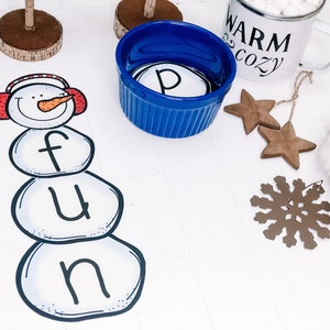 Snowman Activity, Winter Printable Activity, CVC Word Families, Winter Activity for Kids, Literacy Printable, Preschool Printable Activity