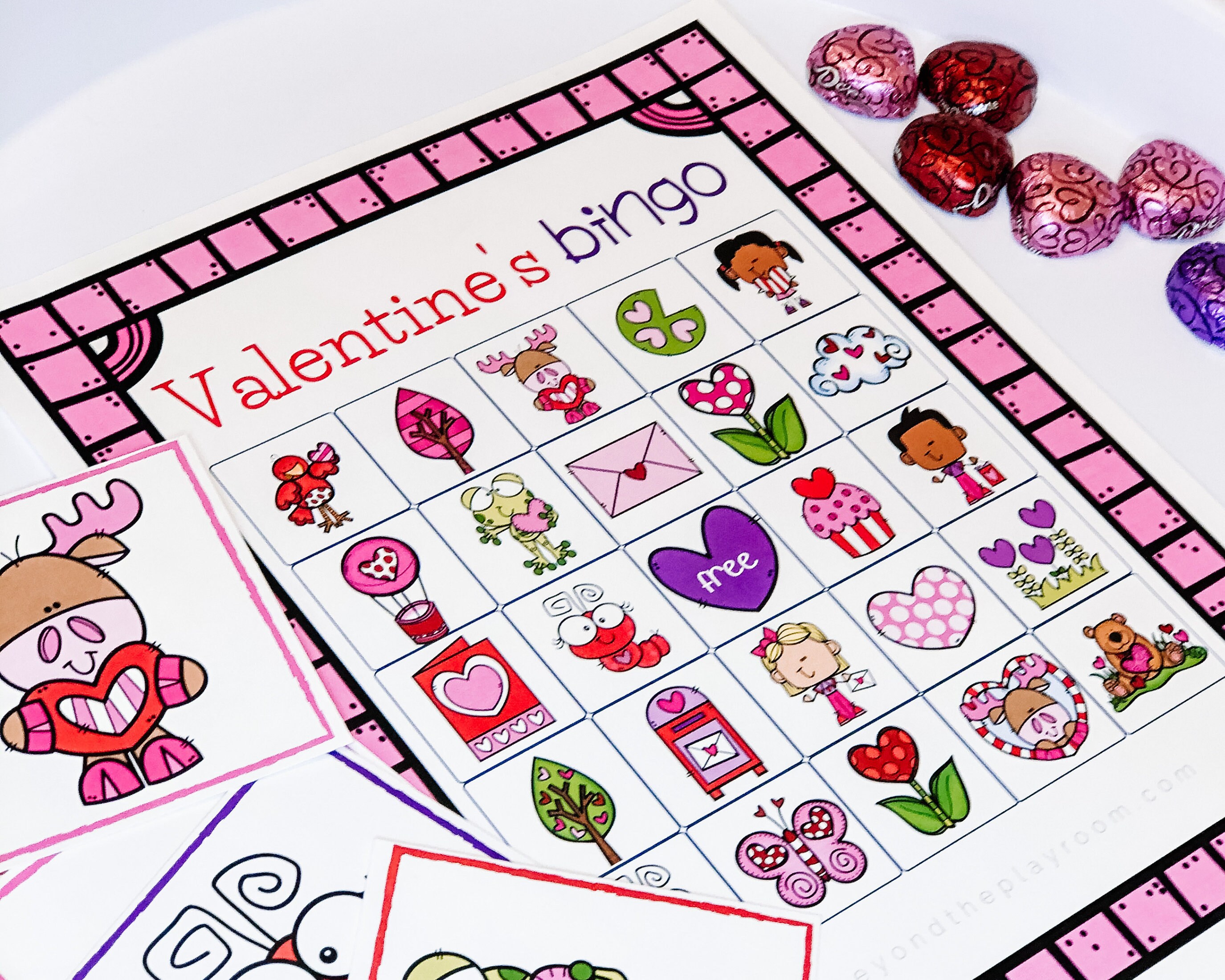 Valentine's Day Bingo Game, Kids Printable Activity, Valentine's Day ...