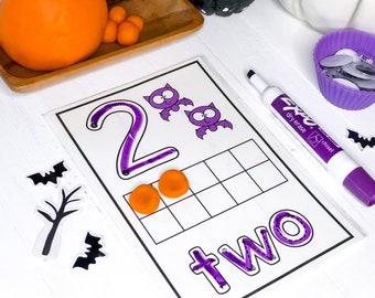 Number Cards Printable, Numbers 1-20, Halloween Activity for Kids, Number Flashcards, Counting Activity, Homeschool Printable Activity