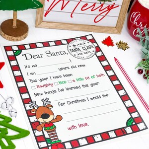 Letter to Santa Printable, Christmas Wish List, Kids Letter to Santa, Christmas Thank You Notes, Christmas List Printable