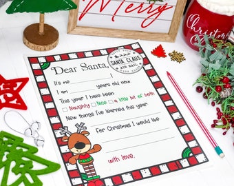 Letter to Santa Printable, Christmas Wish List, Kids Letter to Santa, Christmas Thank You Notes, Christmas List Printable