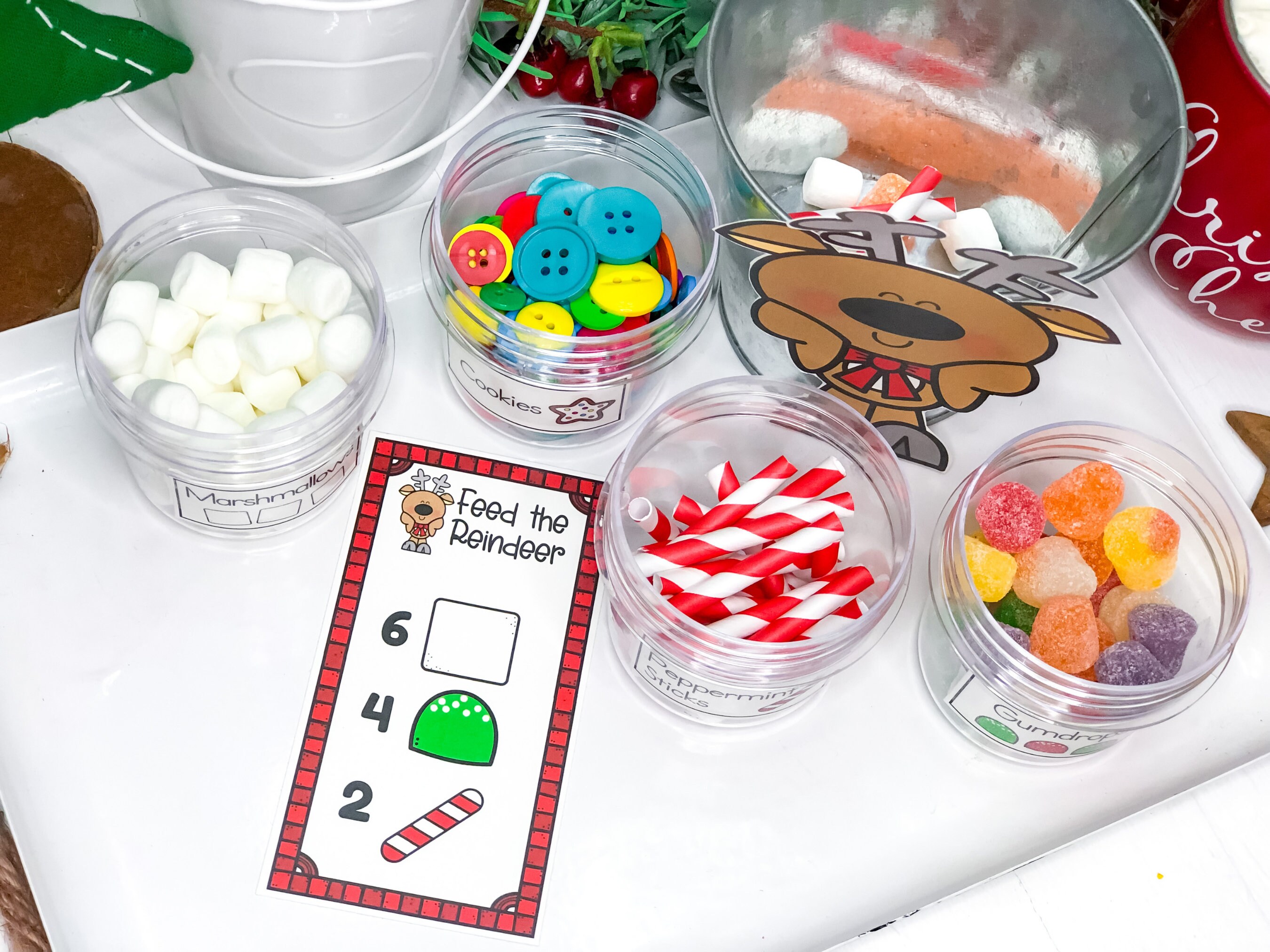 Christmas Activity for Kids, Feed the Reindeer Counting Game, Preschool ...