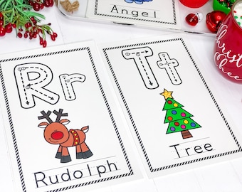 Christmas Alphabet Printable, Christmas Activity for Kids, Tracing Activity, Preschool Christmas, Homeschool Christmas, Tracing Cards