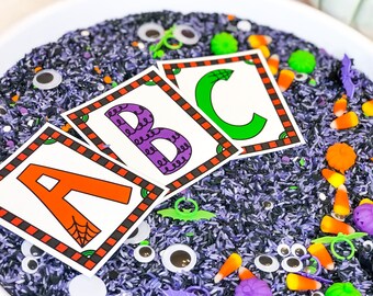 Alfabetkaarten afdrukbaar, Halloween-activiteit voor kinderen, Preschool-alfabet, Halloween-activiteit afdrukbaar