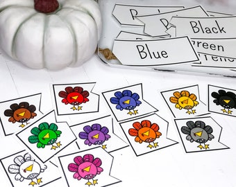 Color Matching, Turkey Printable, Matching Colors Activity, Thanksgiving Printable for Kids