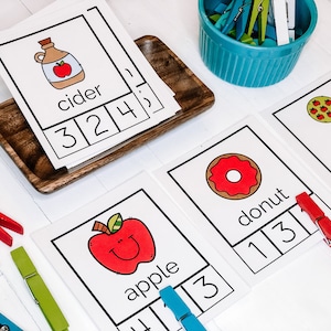 Jeu de syllabe d'automne imprimable | Activité d'alphabétisation pour les enfants | Préscolaire | Maternelle | École à la maison