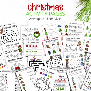 Christmas Printable Activities for Kids, Printable Activity Book, Christmas Coloring Pages for Kids, Christmas Learning Printables
