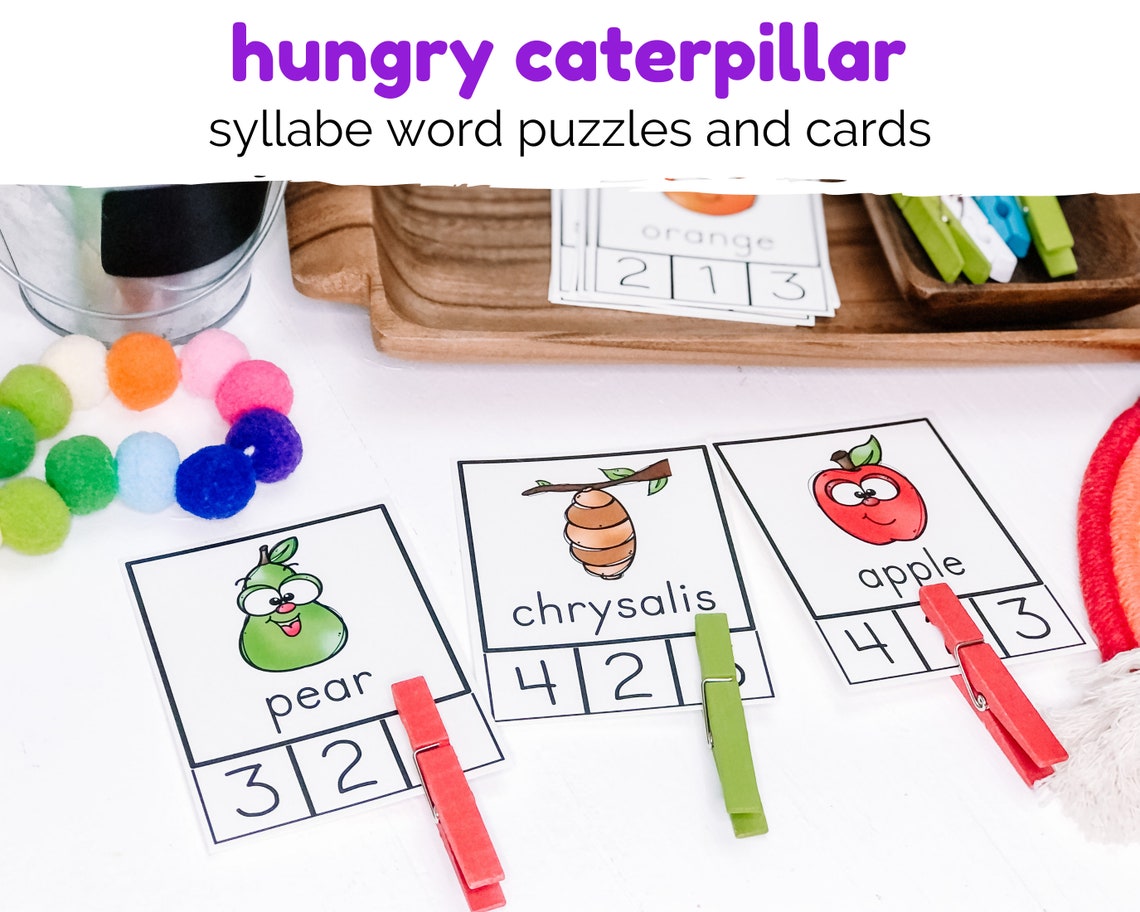 Syllable Activity, Hungry Caterpillar Printables, Literacy Game