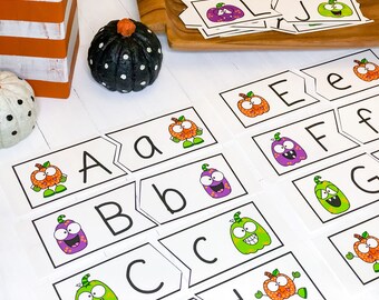 Pumpkin Letter Match Puzzle Printable | Literacy Game | Preschool and Kindergarten