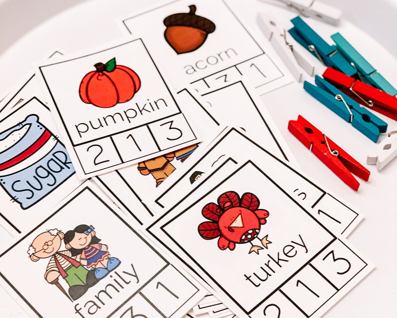 Thanksgiving Printable Syllable Game Kids Preschool | Etsy