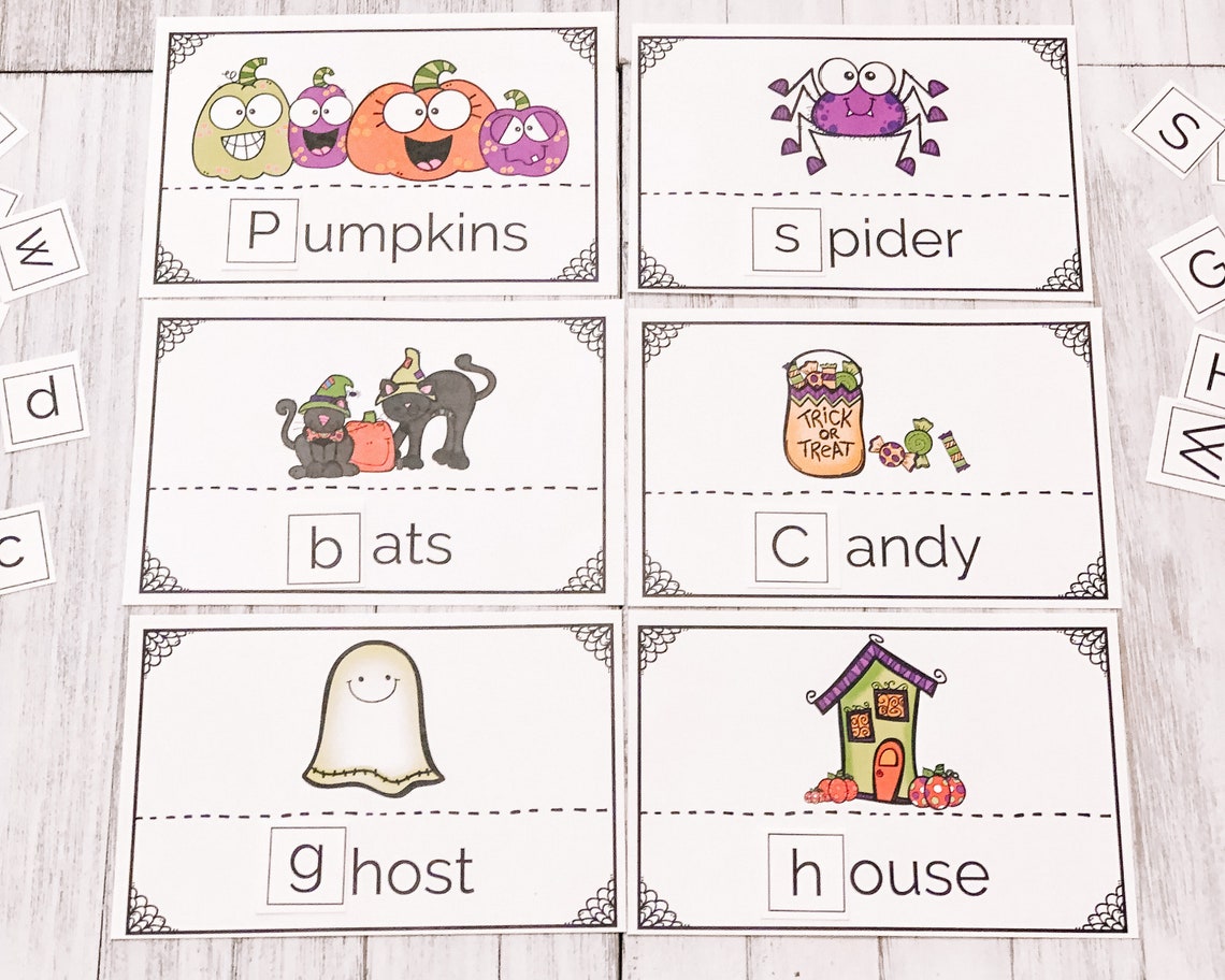 Halloween Beginning Sounds Printable Literacy Game Etsy